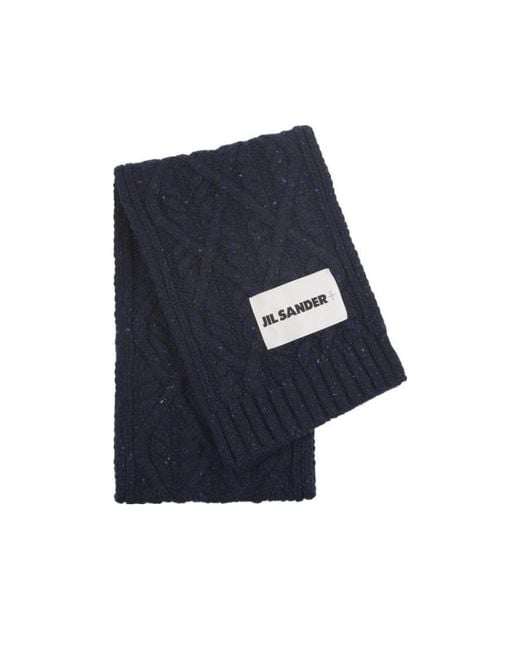 Jil Sander Blue Cable-Knit Scarf