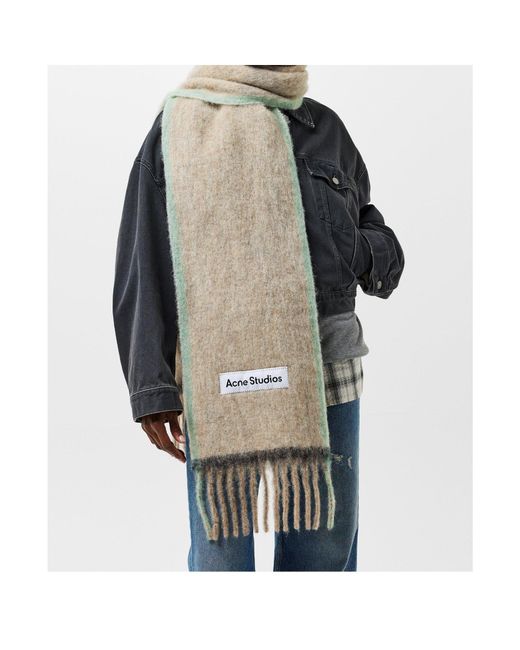 Acne White Logo Patch Knitted Scarf