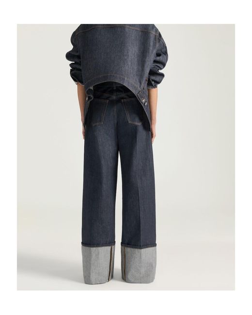 Givenchy Blue Cuffed Hem Wide-Leg Jeans