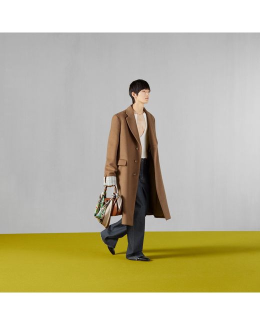 Gucci Brown Cities Label Single Breasted Coat for men