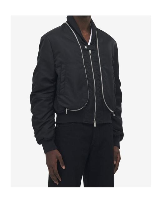 McQueen Black Zip Detail Cropped Bomber Jacket for men