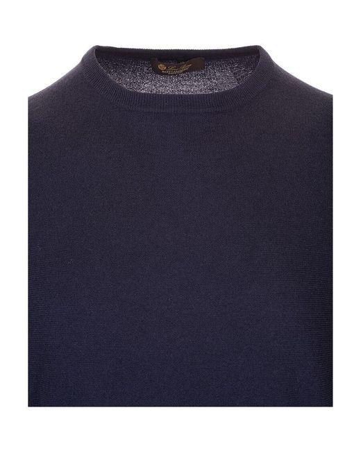 Loro Piana Blue Superlight Crewneck Knitted Jumper for men
