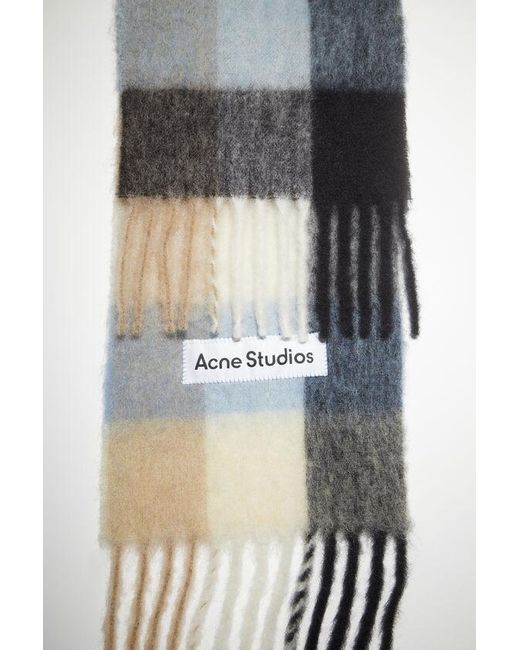 Acne Multicolor Logo Patch Checked Scarf for men