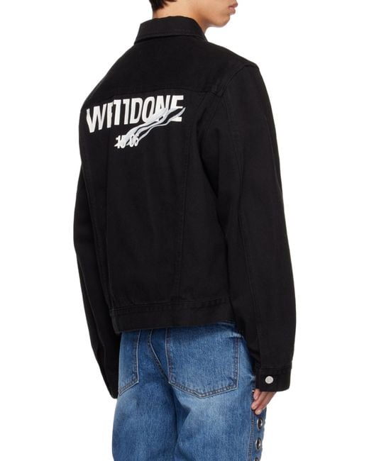 we11done Black Print Denim Jacket for men