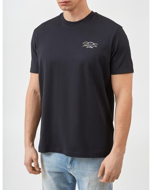 Paul & Shark Blue Round-Necked Logo T-Shirt for men