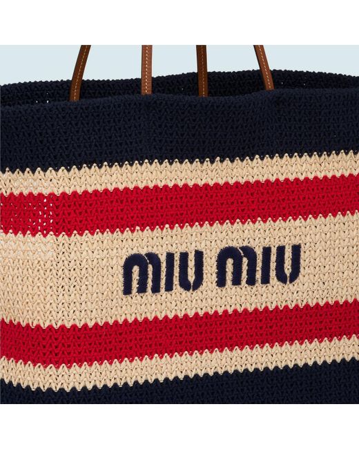 Miu Miu Red Logo-Print Tote Bag