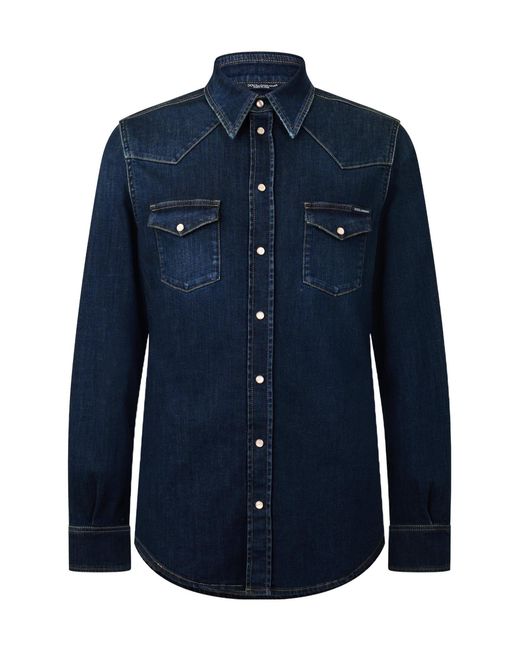 Dolce & Gabbana Blue Denim Long-Sleeve Shirt for men