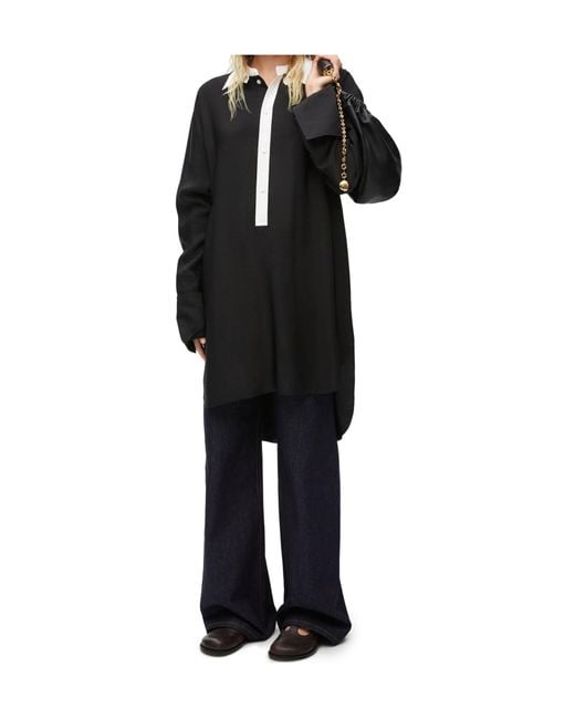 Loewe Black Anagram Embroidered Shirt Dress