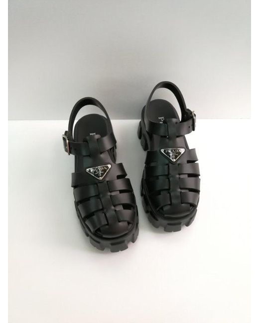 Prada Black Strapped Platform Sandals