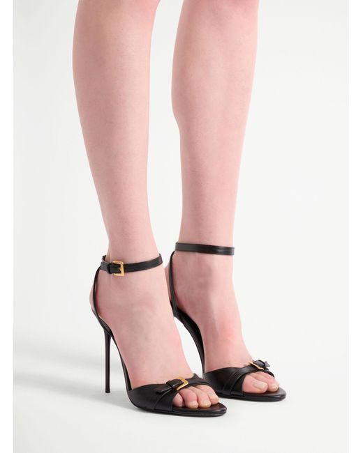 Balmain Black Anthem Buckled Heeled Sandals
