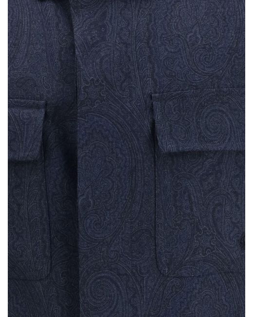 Etro Blue Flap Pocket Shirt Jacket for men