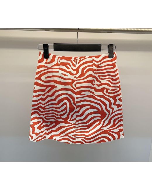 Sportmax Red Pattern Skirt