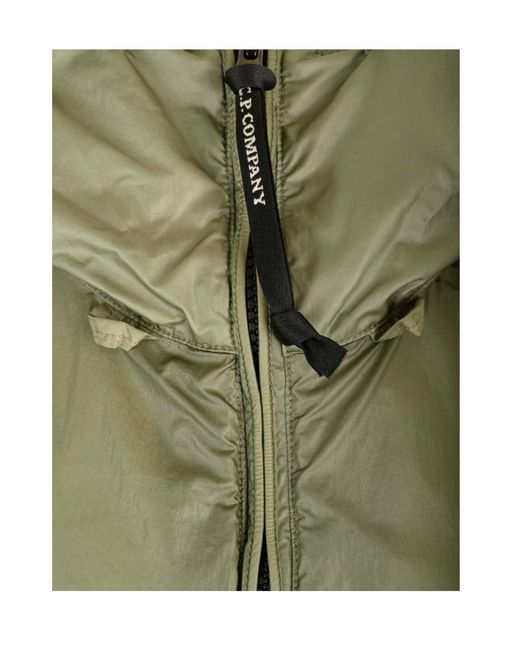 C P Company Green Lens-Detailed Hooded Zip-Up Jacket for men