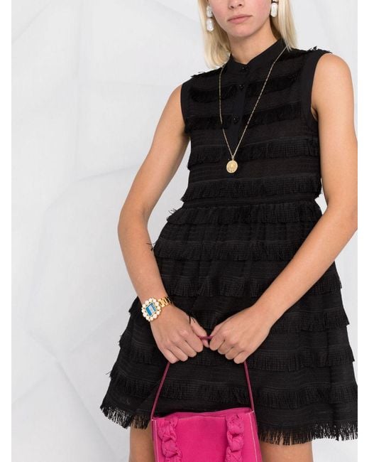 Moschino Black Tassel-Rimmed Sleeveless Dress