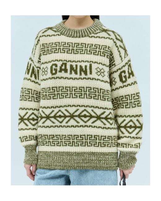 Ganni Blue Wool Pullover