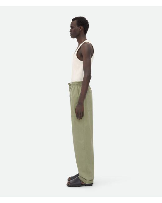 Bottega Veneta Green Light Cotton Twill Trousers for men