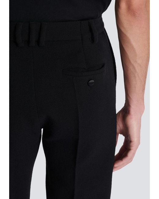 Balmain Black Crepe Straight-Cut Trousers for men
