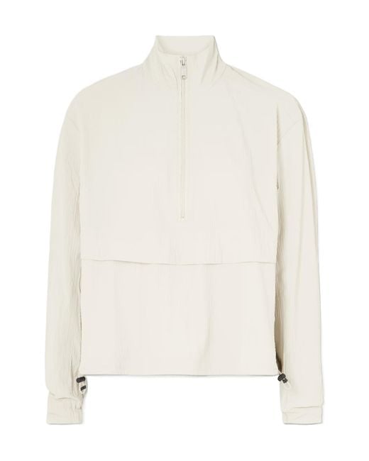 On Shoes White Seersucker Half-Zip Jacket