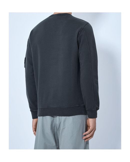 Stone Island Blue Crewneck Sweatshirt With Sleeve Pocket for men