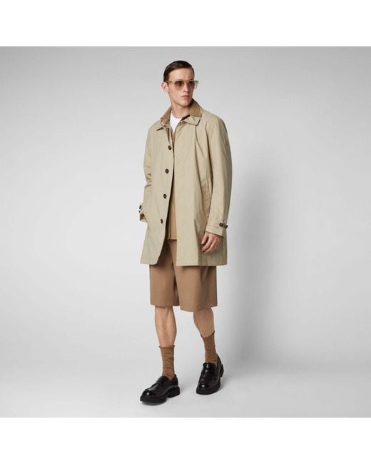 Save The Duck Natural Long-Sleeved Single-Breasted Coat for men