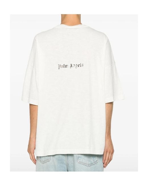 Palm Angels White Short-Sleeved T-Shirt for men