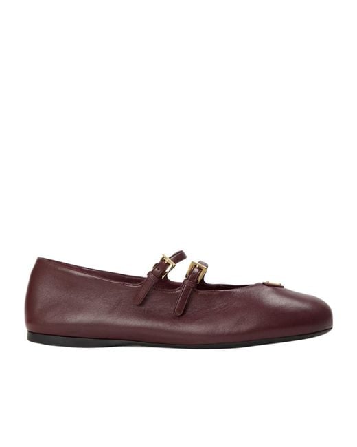 Prada Brown Two Strap Mary Jane Ballerina