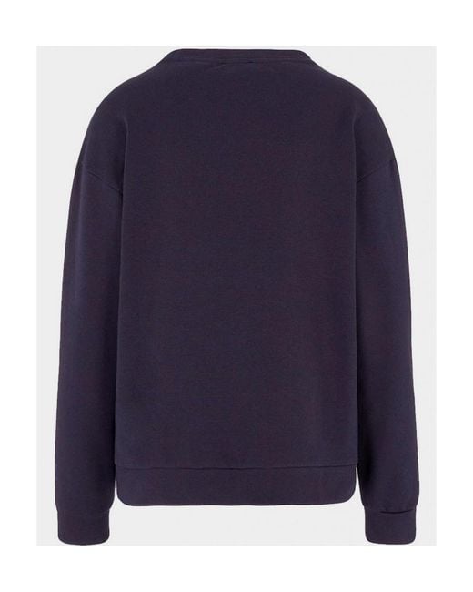 EA7 Blue Logo-Print Crew Neck Sweatshirt