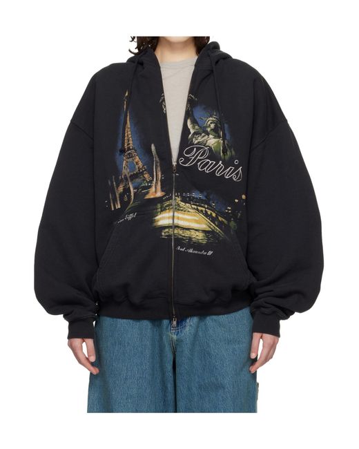 Vetements Blue Paris Tourist Zip-Up Hoodie for men