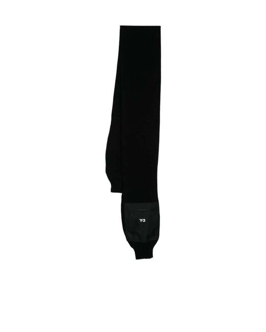 Y-3 Black Logo Printed Sleeved Scarf for men