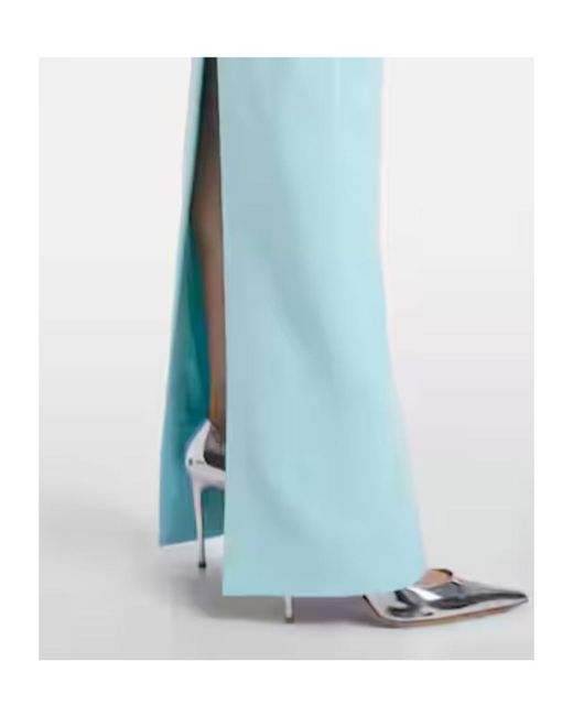 Roland Mouret Blue Floral Appliqué Crepe Long Dress