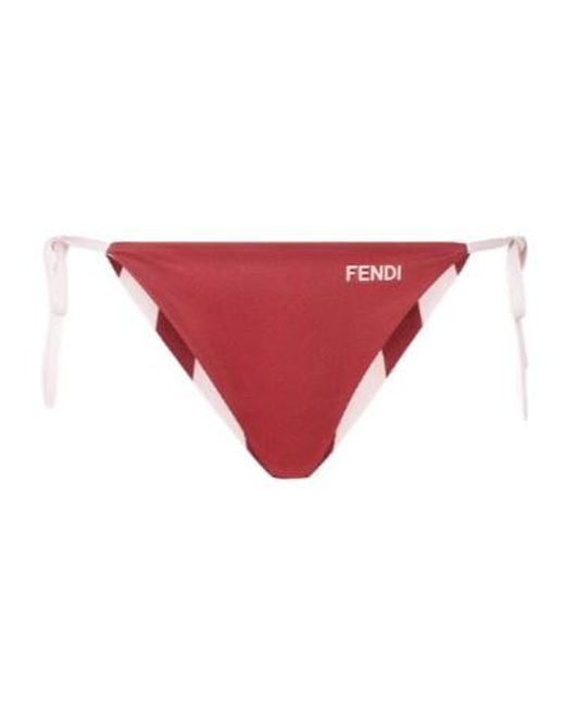 Fendi Red Striped Side-Tied Reversible Bikini Briefs