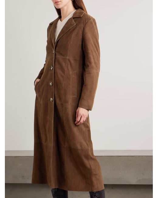 Rixo Brown Astraea Patchwork Suede Coat