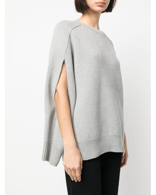 Lanvin Gray Round-Neck Cape-Back Jumper