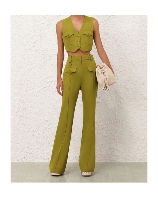 Zimmermann Green Luna Flared Pants
