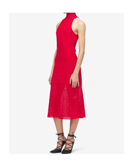 McQueen Red Spider Lace Midi Dress