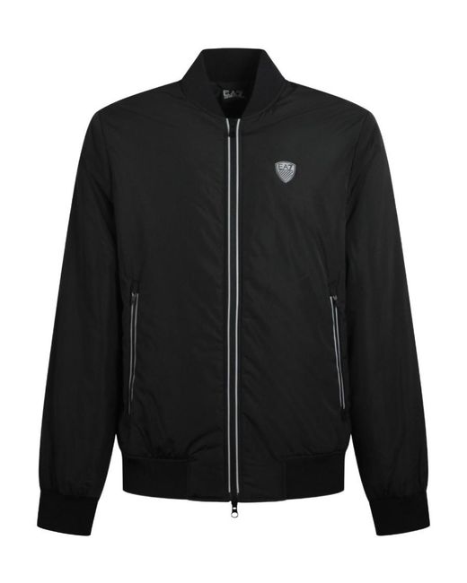 EA7 Blue Logo-Patch Bomber Jacket for men