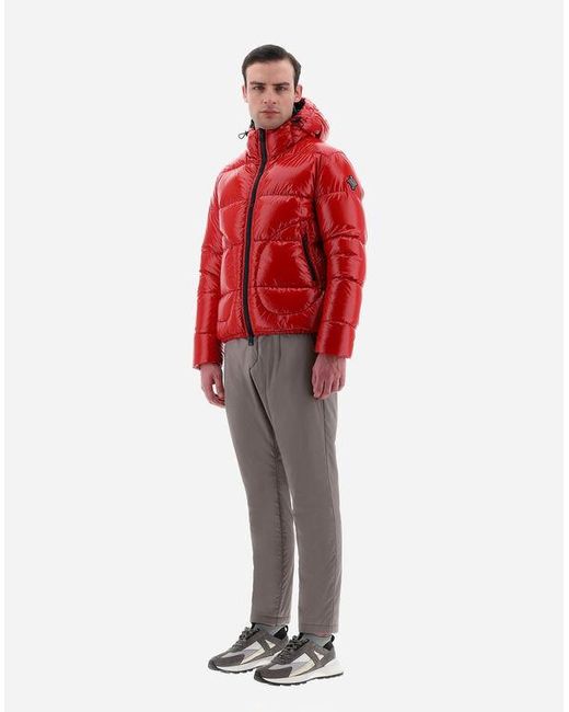 Herno Red Logo Patch Zip-Up Padded Jacket for men