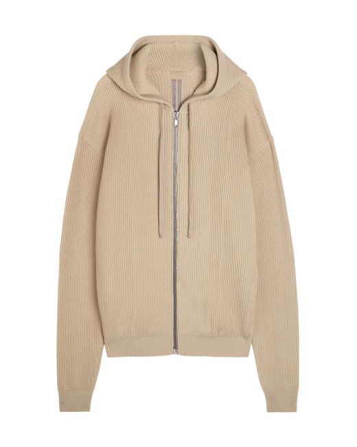 Rick Owens Natural Hooded Wool Jumper for men