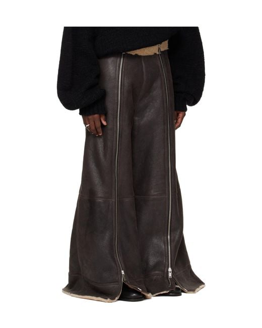 Lu'u Dan Black Zippered Grained Sheepskin Pants for men