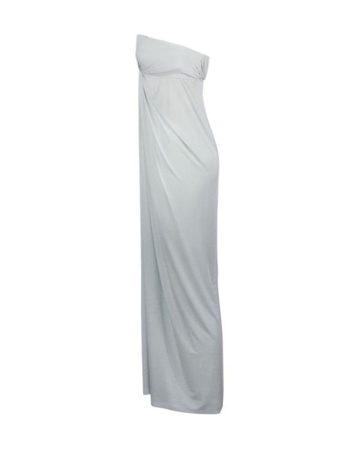 Alberta Ferretti White Draped Strapless Long Dress