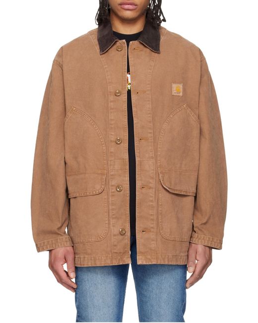Carhartt Brown Courdoroy-Collar Jacket for men