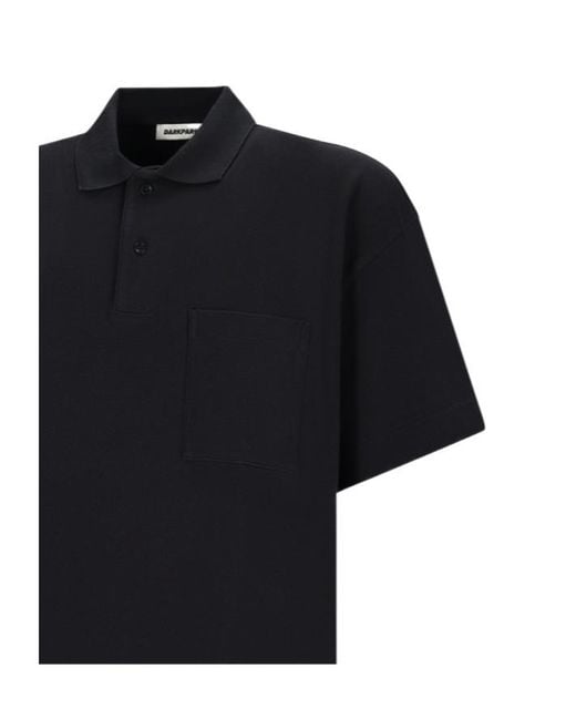DARKPARK Black Short-Sleeved Buttoned Polo Shirt for men