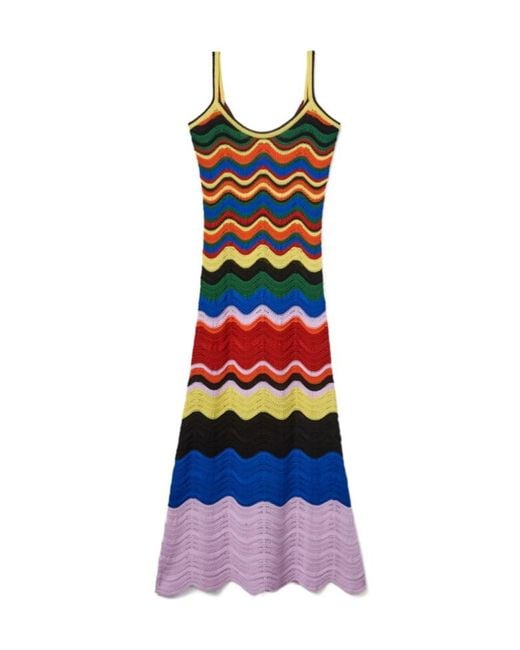 LaDoubleJ White Wave-Pattern Knitted Maxi Dress