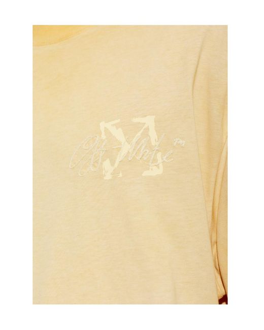 Off-White c/o Virgil Abloh Natural Arrow Printed Crewneck T-Shirt for men