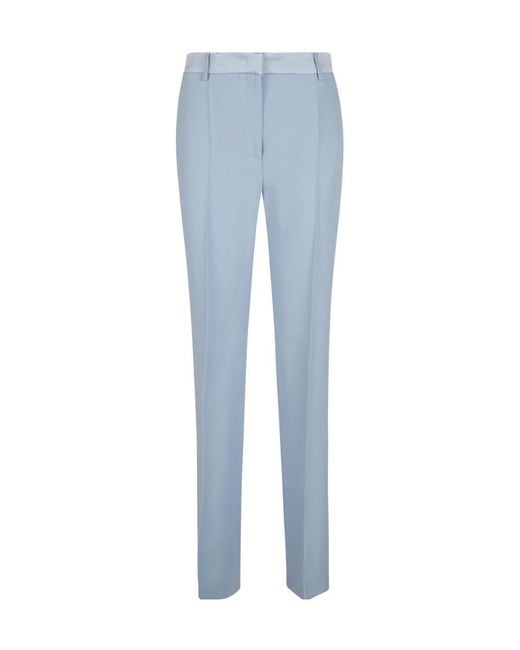 Alberta Ferretti Blue Elastic-Waist Straight Pants