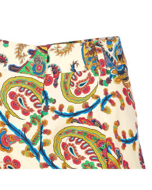 Etro White Paisley Printed Shorts