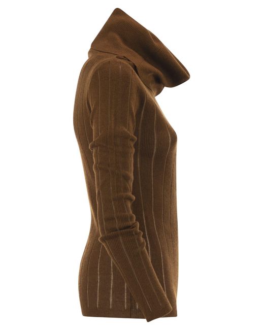 Max Mara Brown Studio Mstbadesse Fitted Turtleneck Jumper
