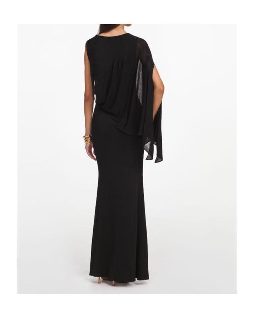 Self-Portrait Black Draped One-Shoulder Dress