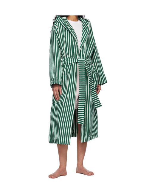Tekla Green Striped Robe for men