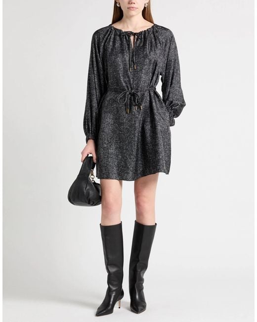 Max Mara Gray Colorful Long-Sleeved Dress